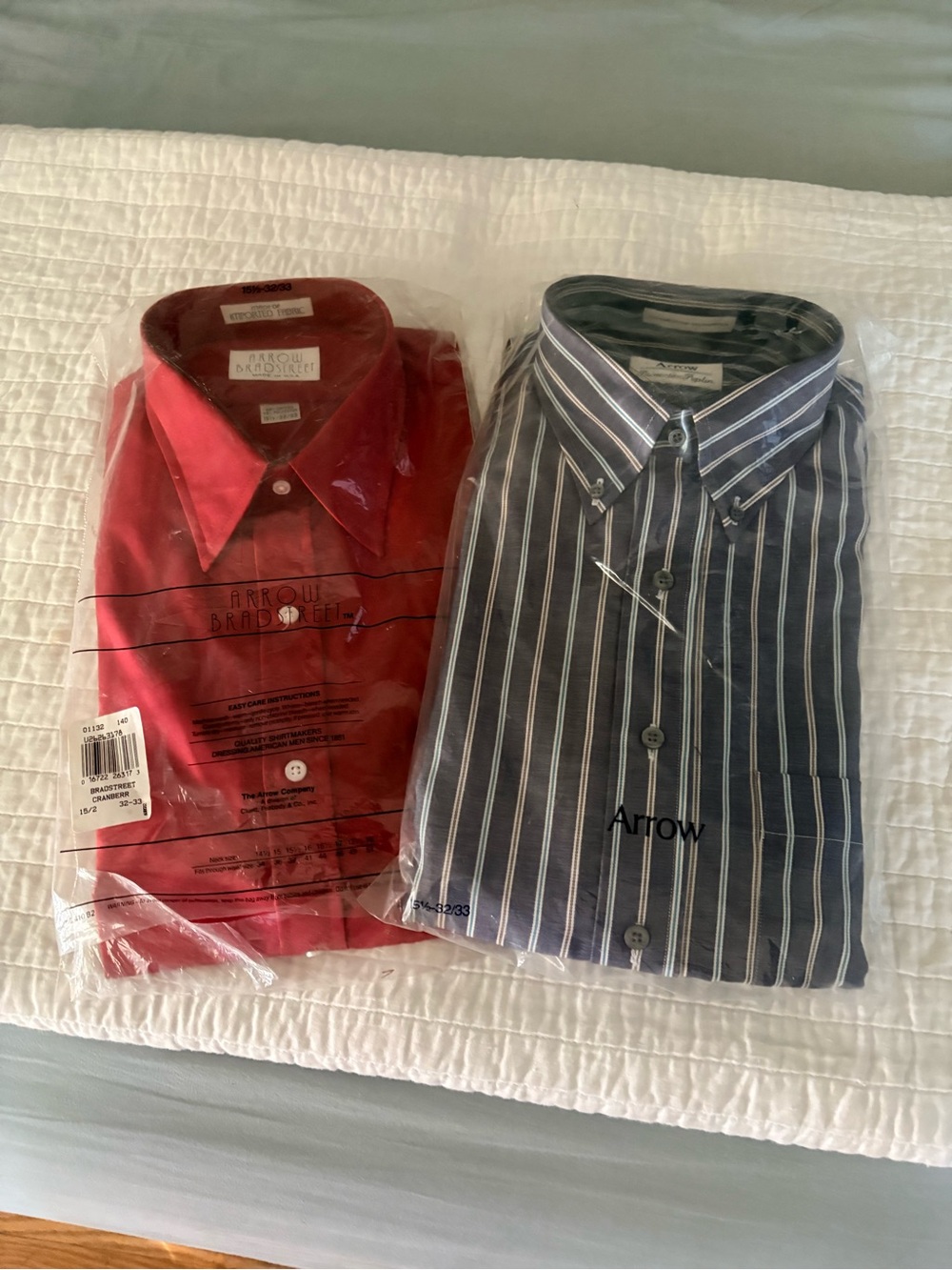 Vintage Arrow Mens Dress Shirt Lot of 2 Size 15.5 NWT USA Made